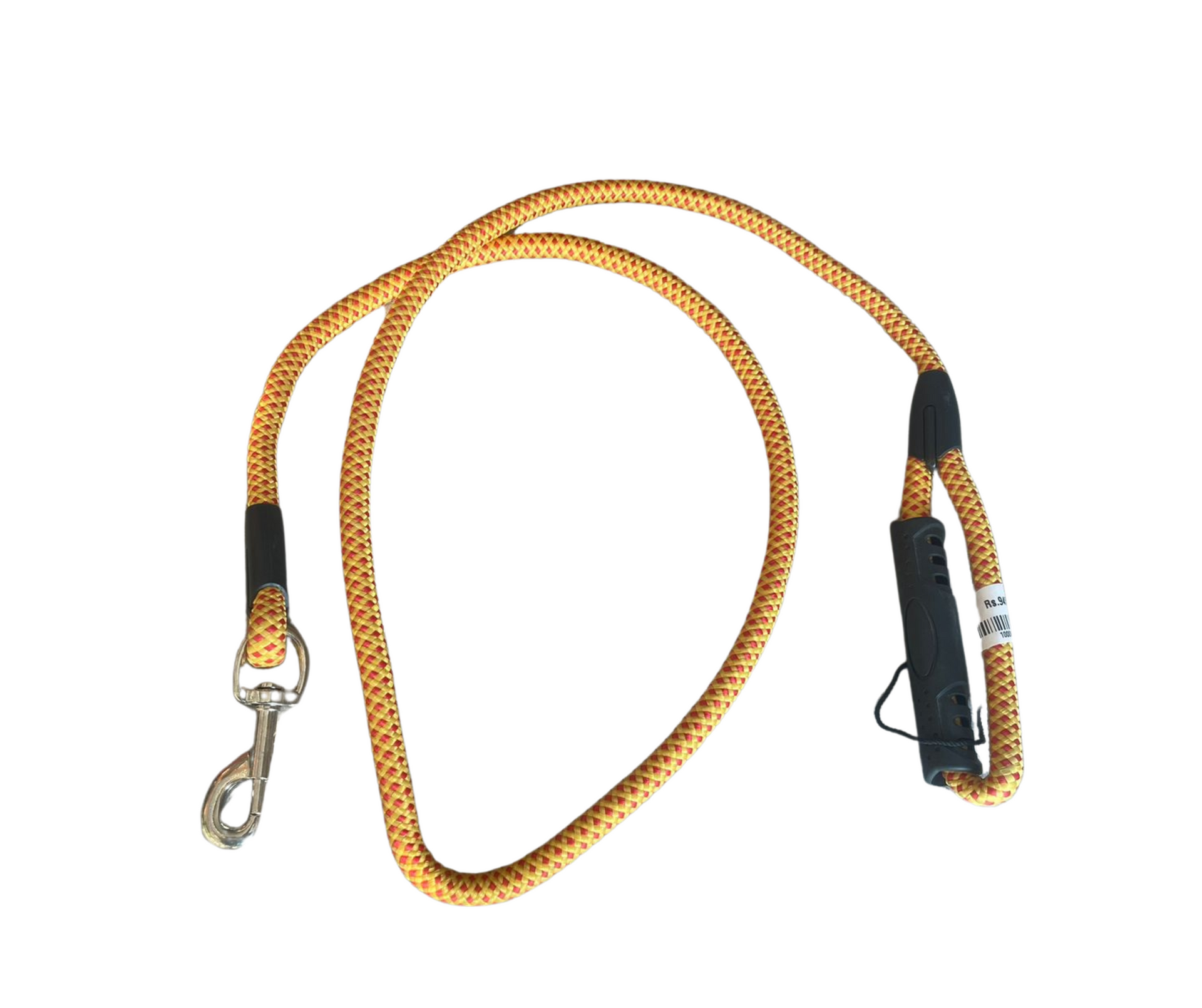 Round Rope Leash with Plastic Handle - S, Yellow & Red