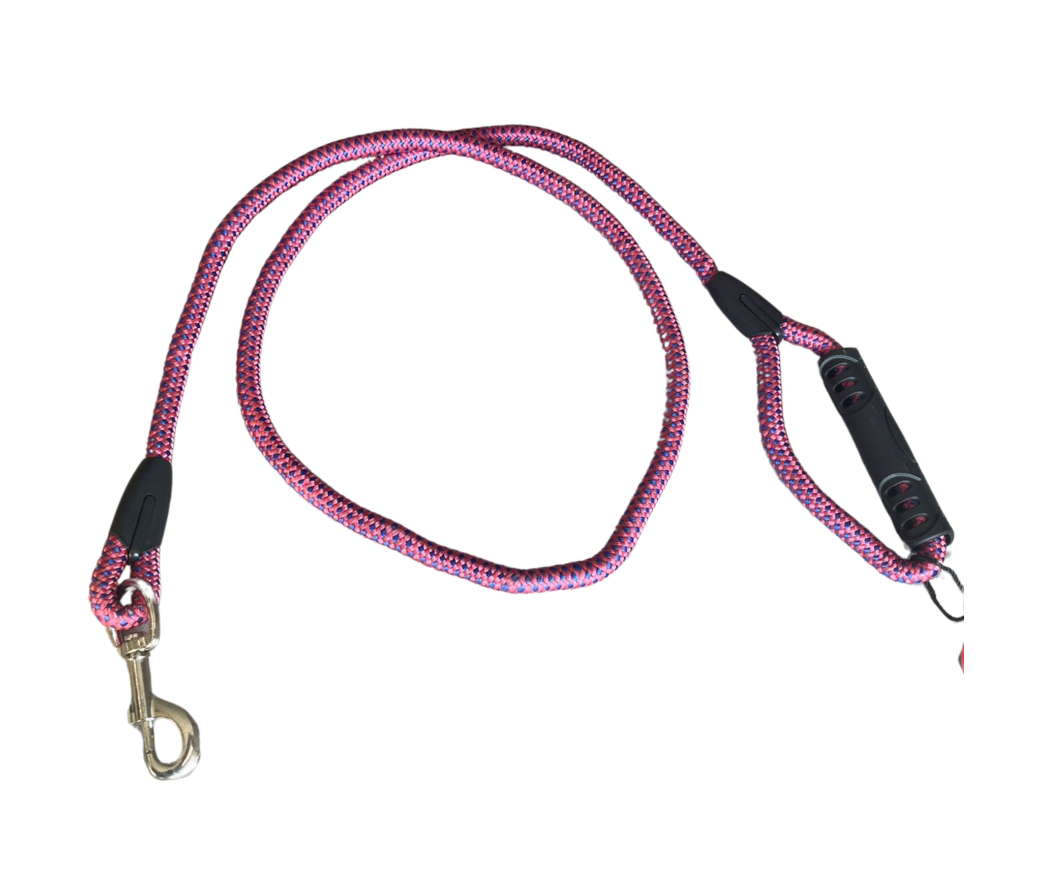 Round Rope Leash with Plastic Handle - S, Pink & Blue