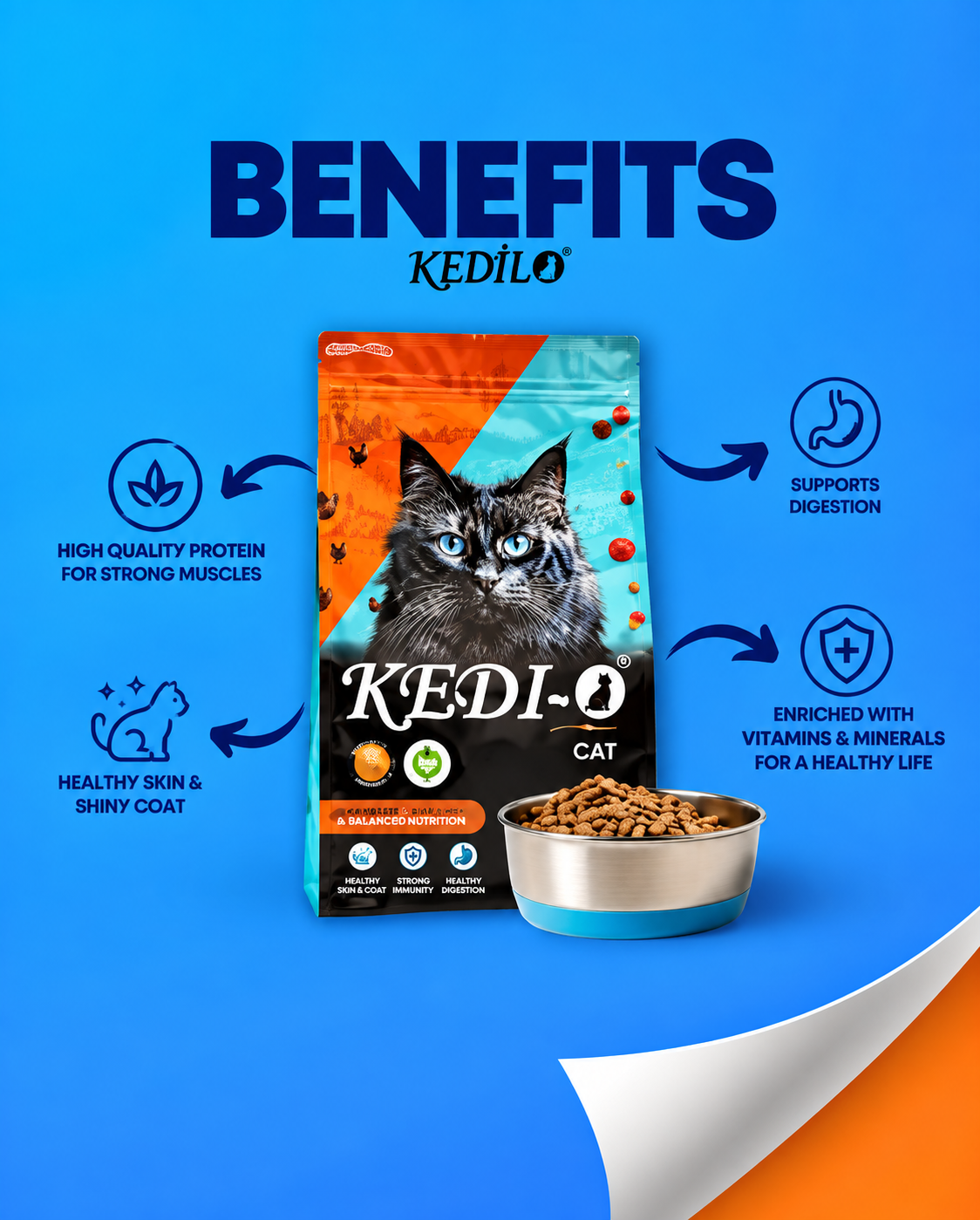 Kedi-O Chicken & Brown Rice Dry Cat Food – 1kg