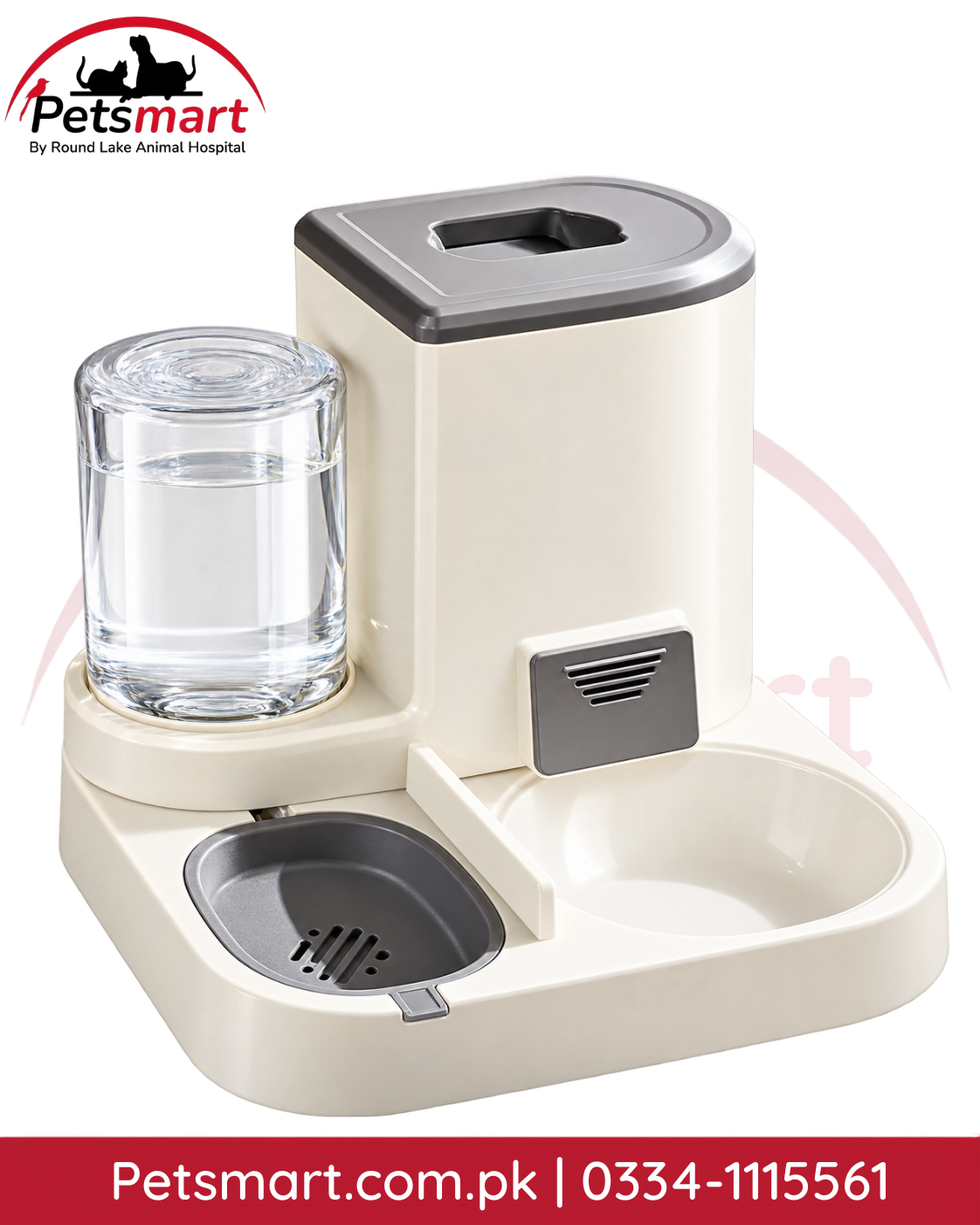 2-in-1 pet food dispenser with water bottle for cats and small dogs
