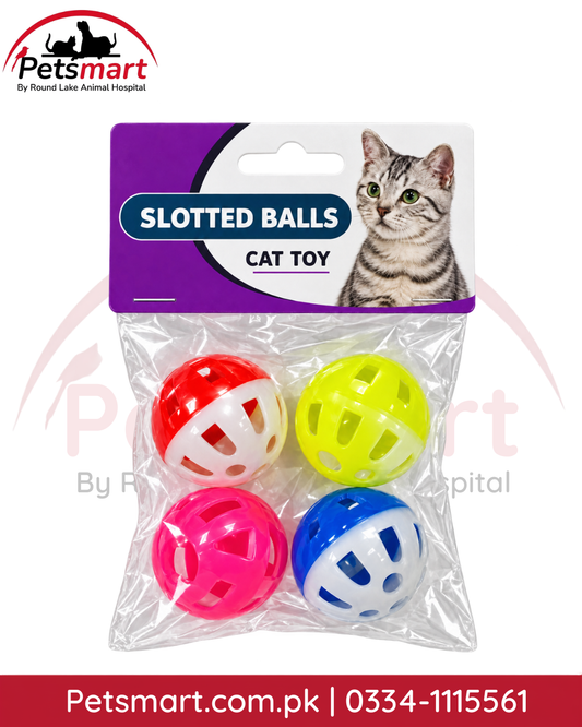 4-piece colorful slotted ball toy set for cats and kittens