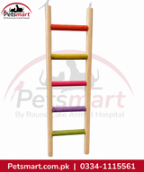5-step colourful wooden bird ladder measuring 8.5 by 27cm for pet bird cages