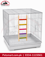 5-step colourful wooden bird ladder measuring 8.5 by 27cm for pet bird cages