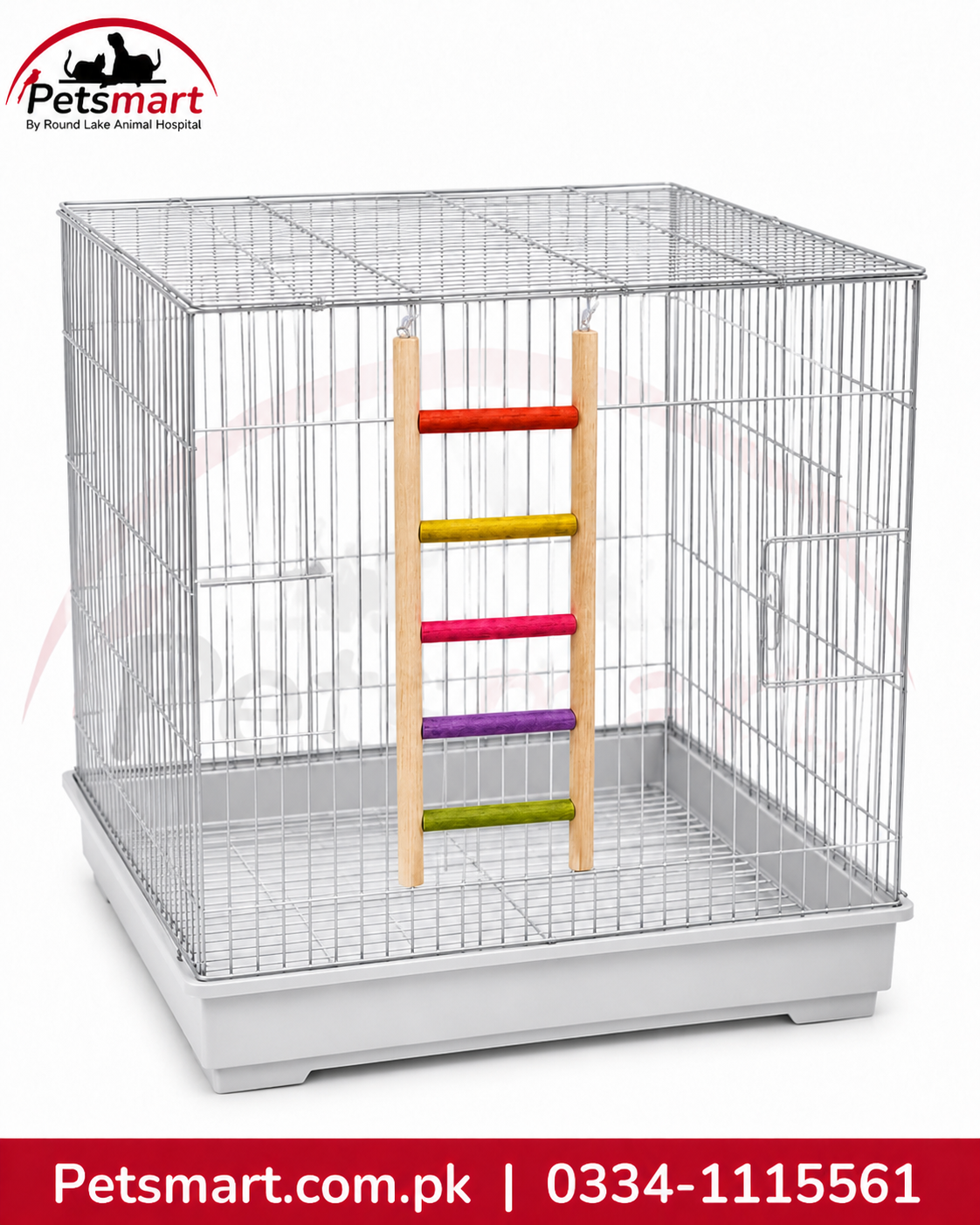 5-step colourful wooden bird ladder measuring 8.5 by 27cm for pet bird cages