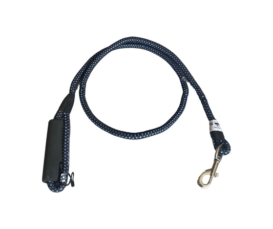 Round Rope Leash Imp Rubber Handle (Medium) - L, Black & Light Blue