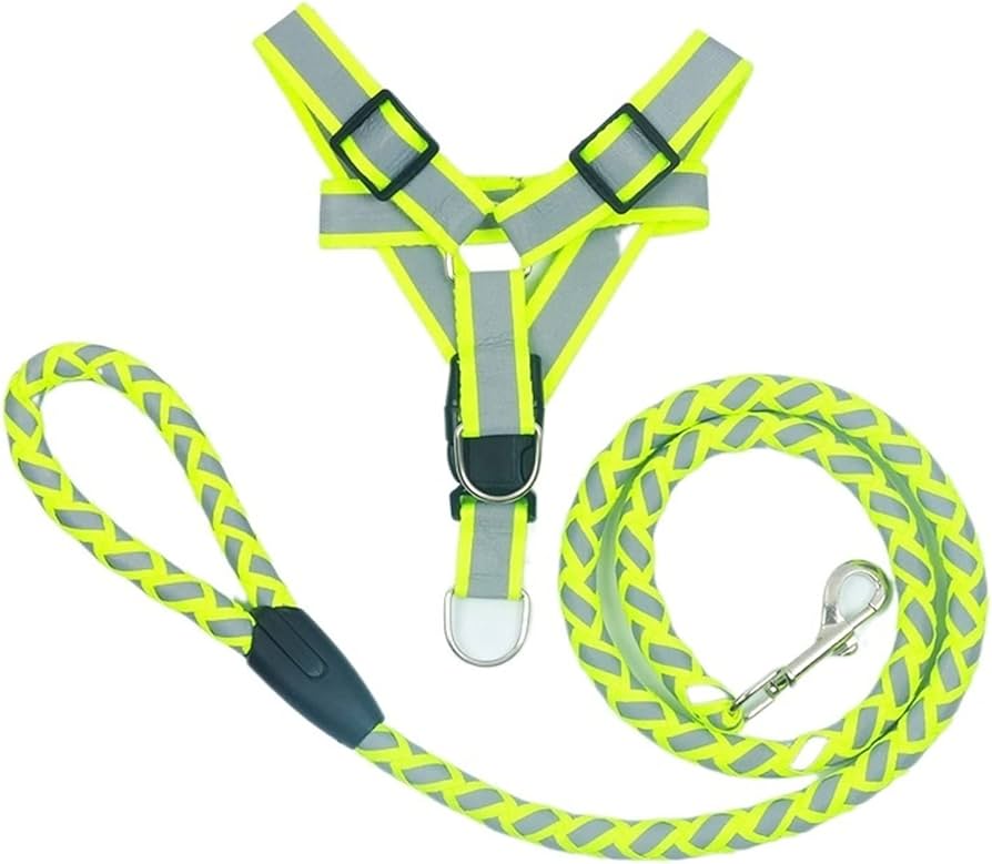 Round Leash With Harness Yellow n Grey (Large)