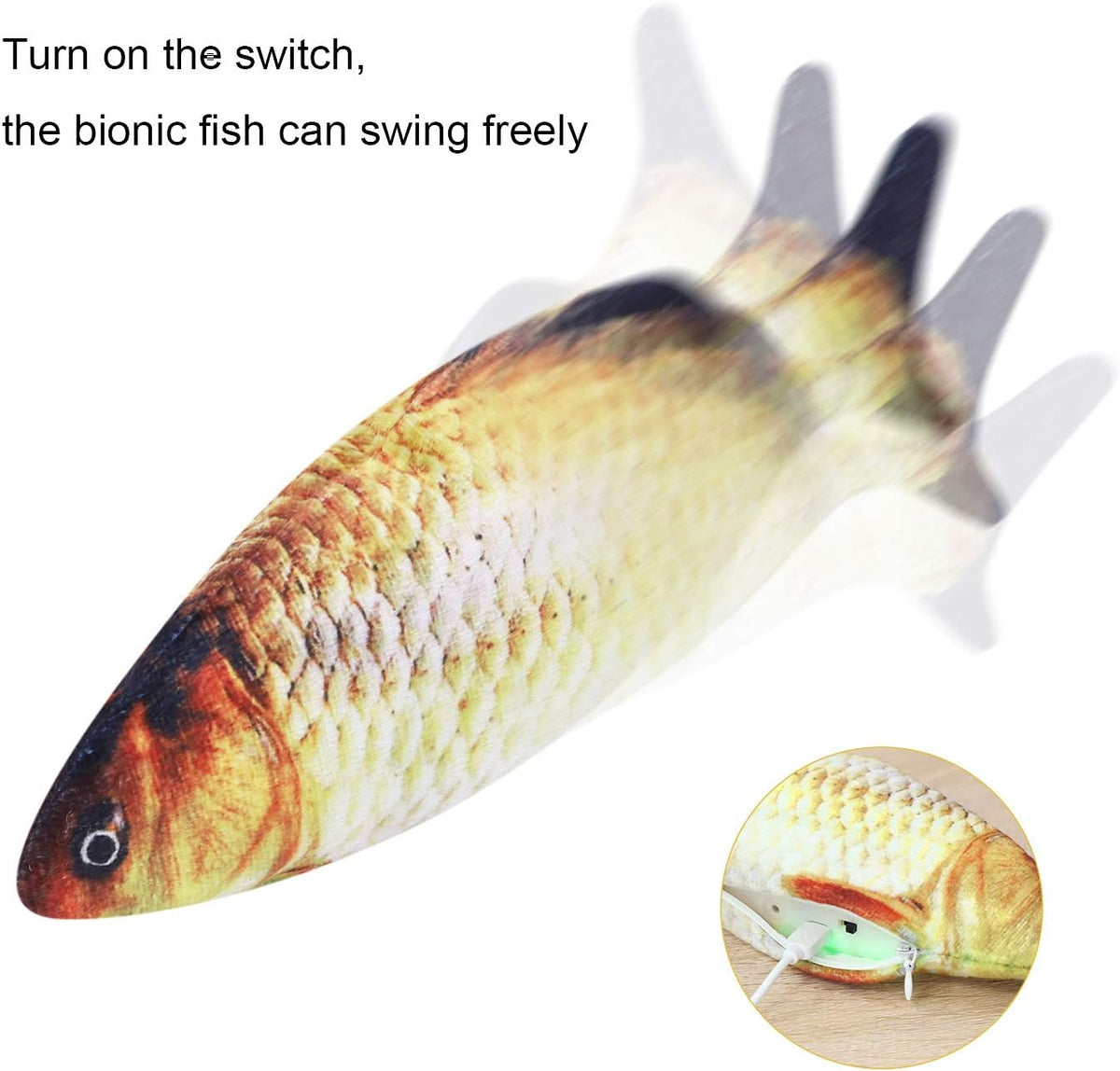 USB Rechargeable Floppy Fish Interactive Toy for Cats & Dogs