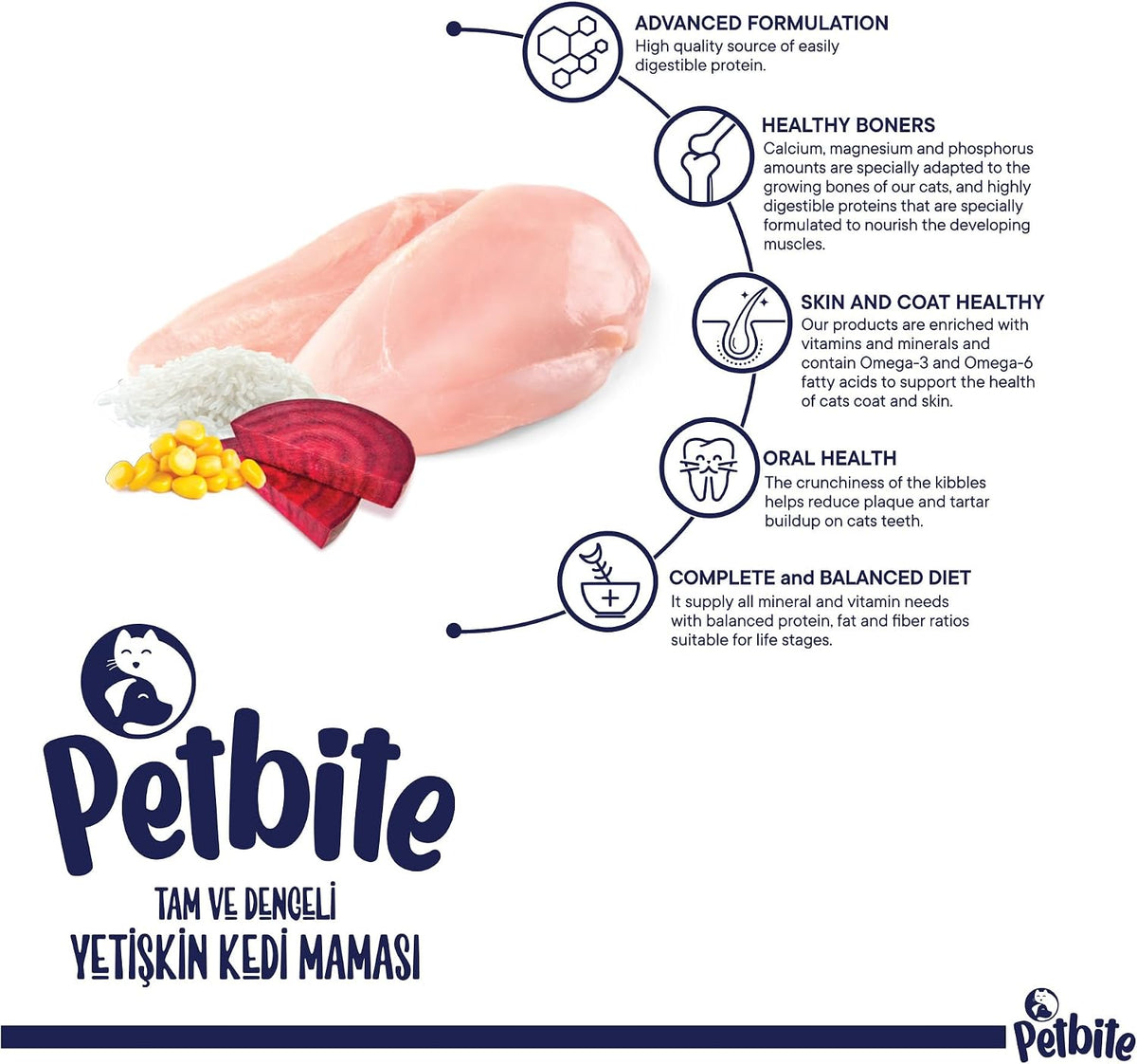 Petbite pH Balanced Adult Cat Food Chicken – 1kg