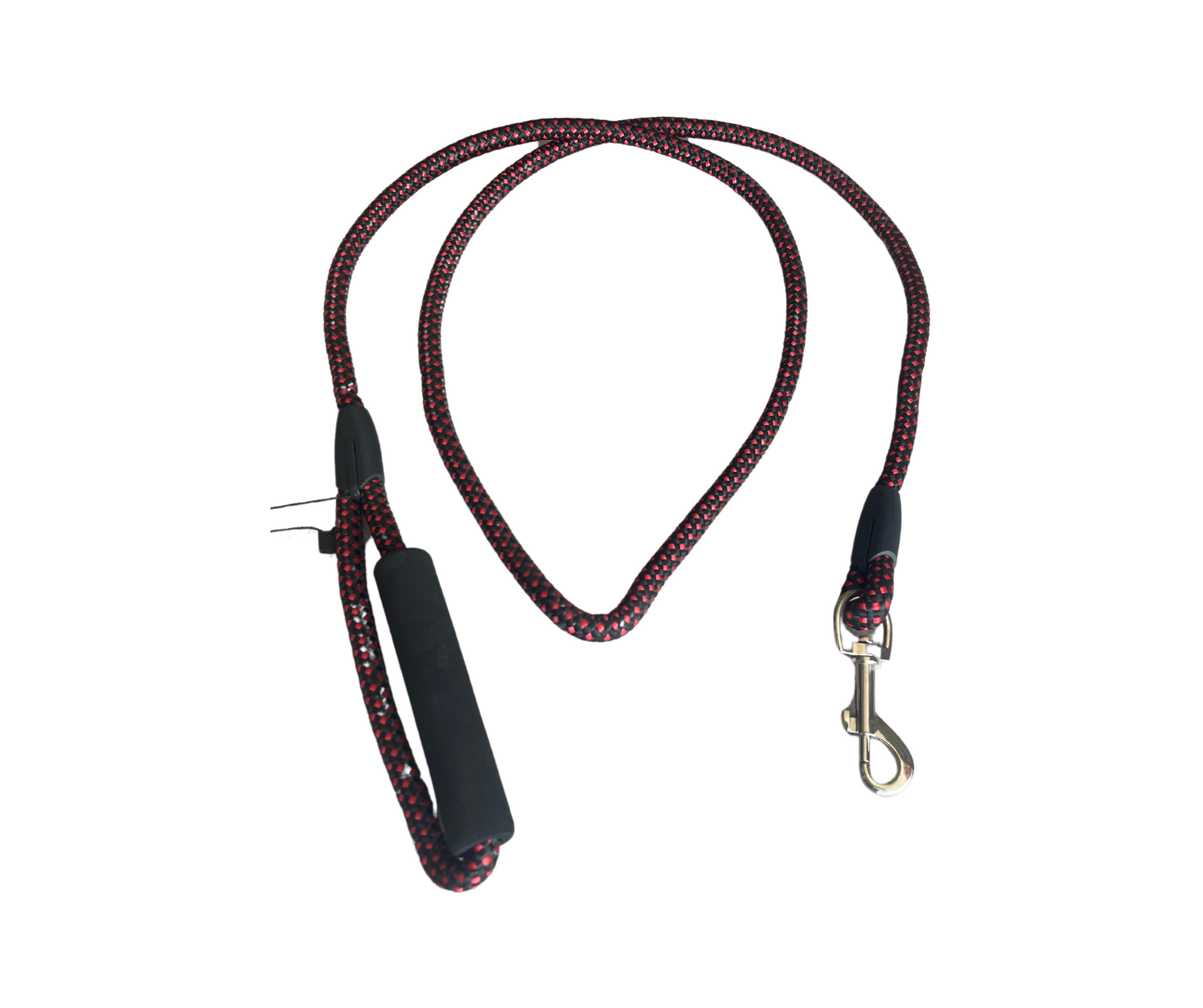 Round Rope Leash Imp Rubber Handle (Medium) - L, Red & Black