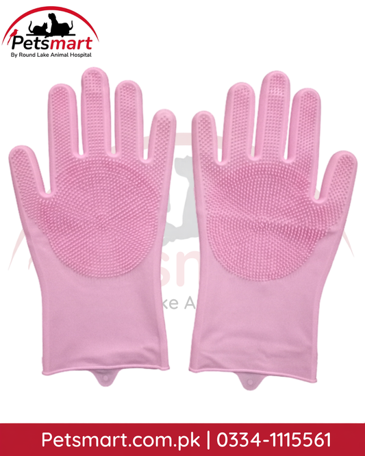 Full Hand Silicone Pet Bath & Grooming Gloves for Dogs & Cats