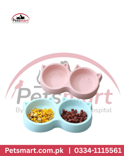 Cat Face Plastic Food & Water Bowl for Cats
