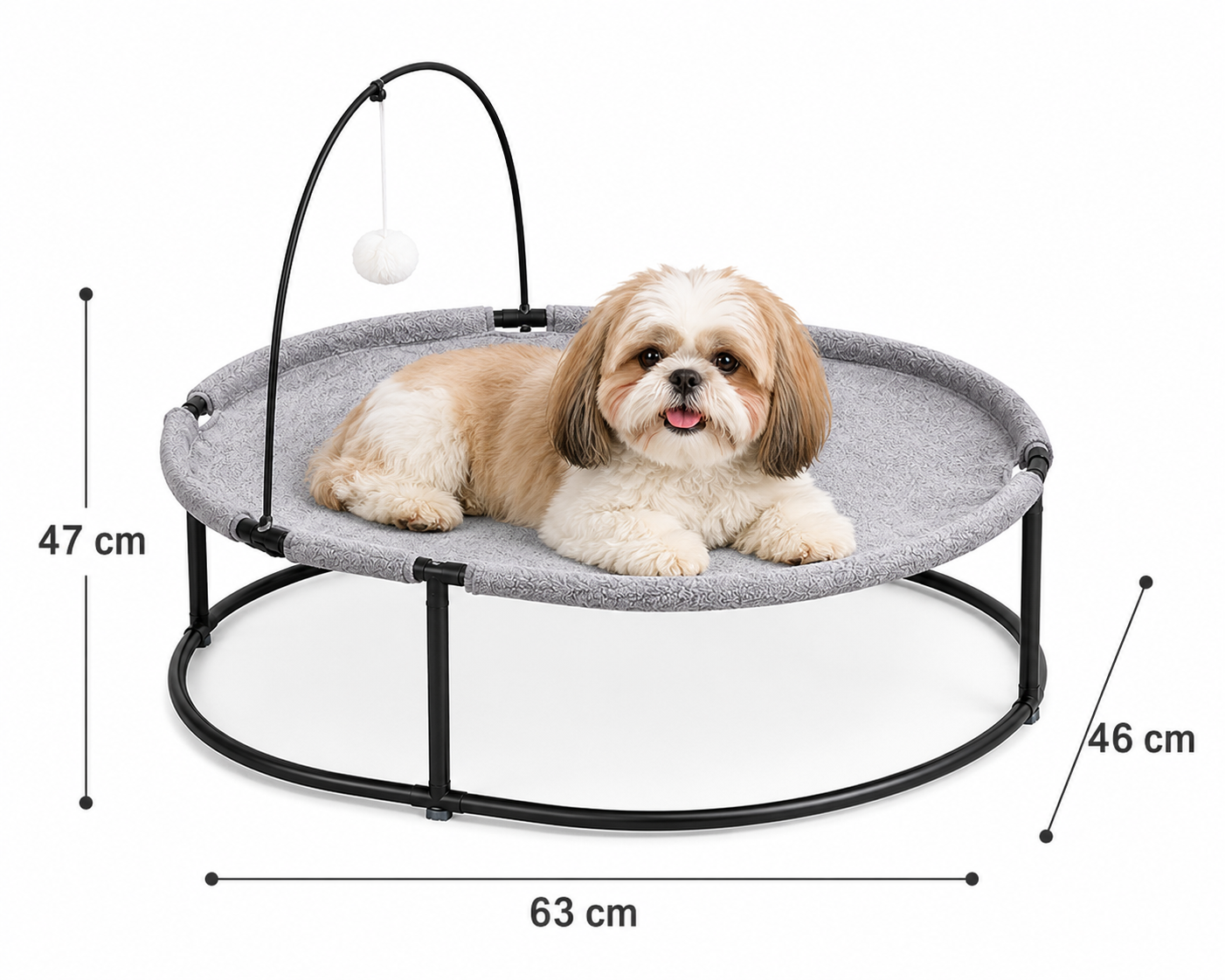 Elevated All-Season Pet Bed with Hanging Toy for Cats and Small Dogs