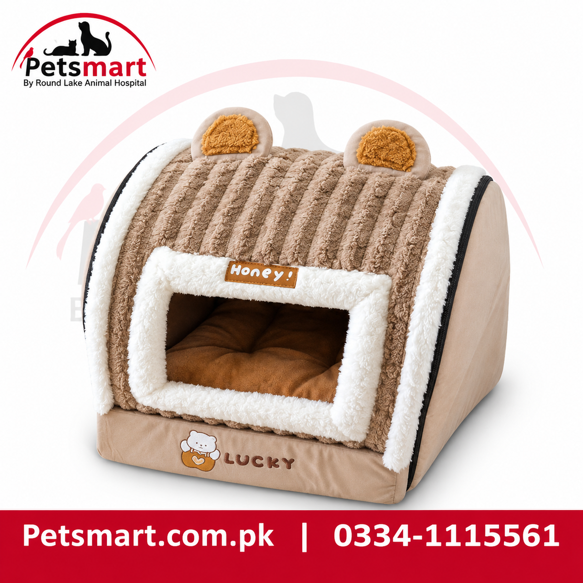 Ear Design Igloo Pet Bed for Cats & Small Dogs - Imported