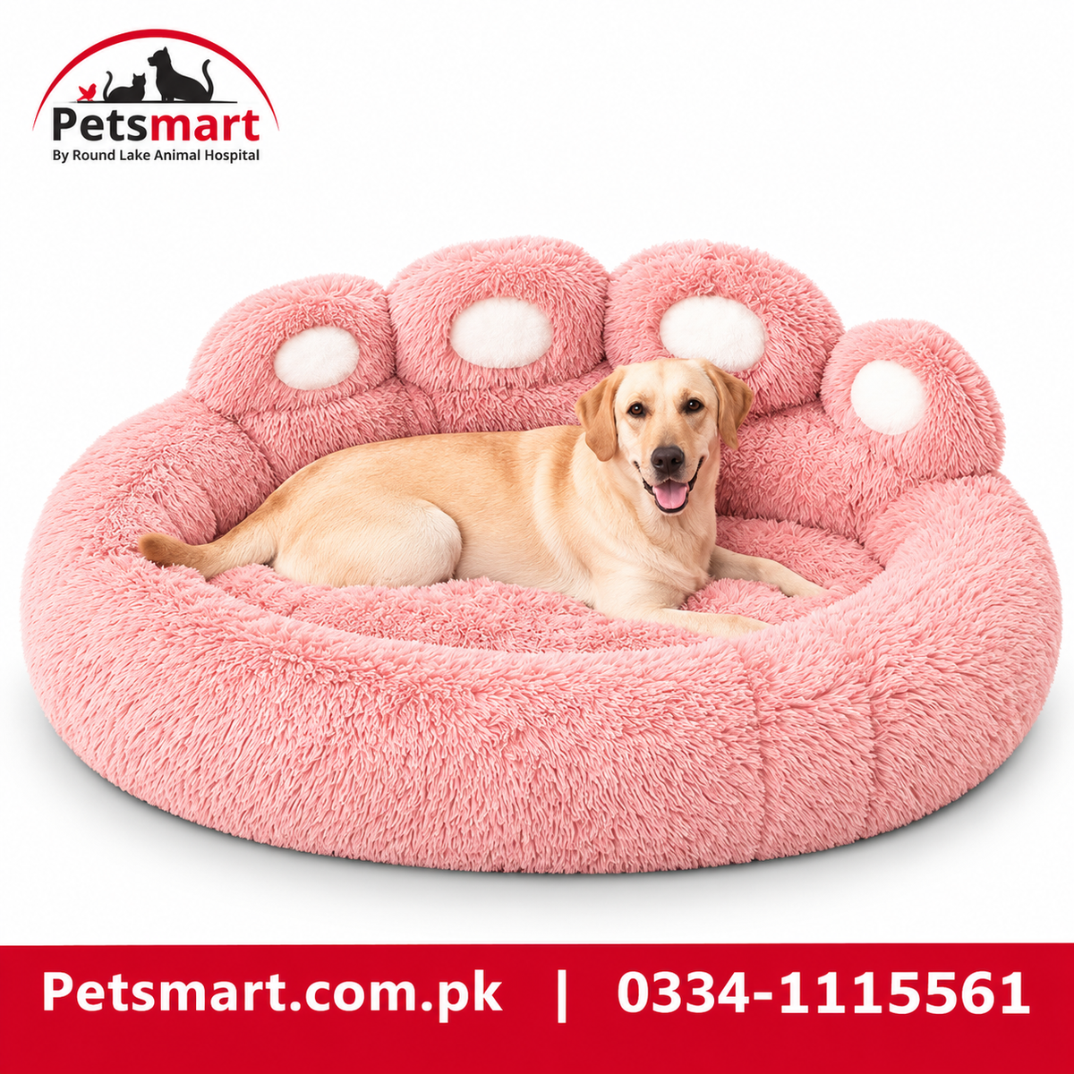 Paw Design Fur Pet Bed for Cats & Dogs - Extra Large (XL)