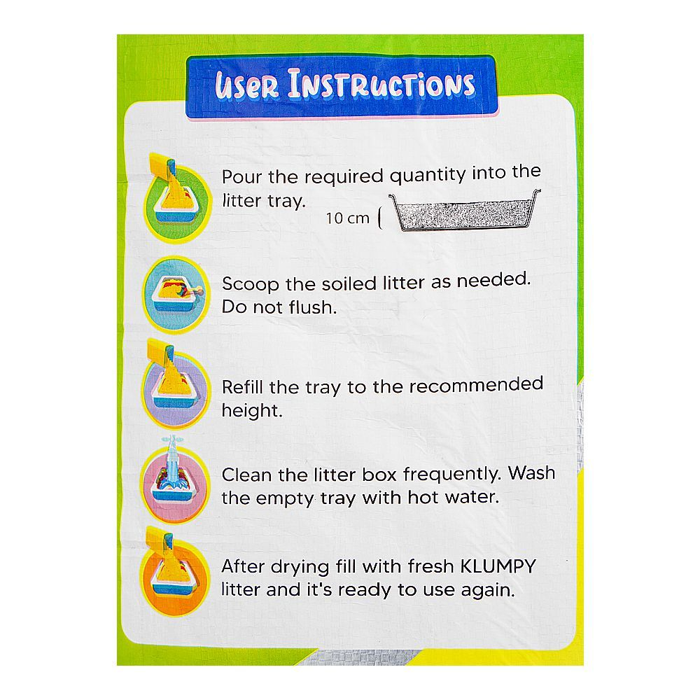 User instructions for a litter tray on a green background