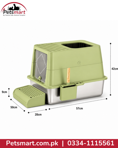 Premium Enclosed Stainless Steel Cat Litter Box
