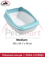 Medium Open Cat Litter Tray – 48 × 34.7 × 18 cm