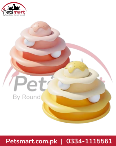 Beige Multi-Level Interactive Cat Track Toy with Balls