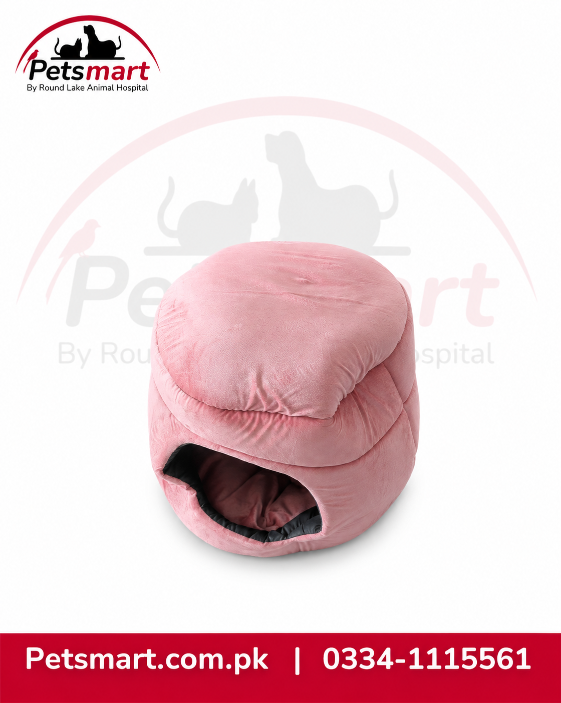 Round 2-in-1 Pet House & Bed for Cats & Small Dogs pink