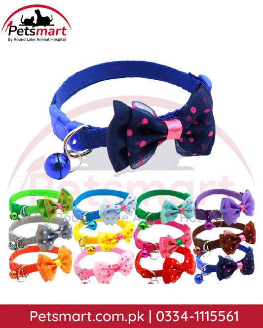 Adjustable cat bow collar with bell in assorted colors prints and designs for cats and kittens