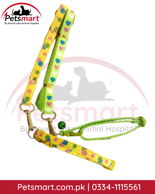 Adjustable cat collar with matching leash set in assorted colors and designs