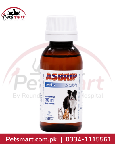 Asbrip Pets complementary oral solution for dogs and cats 30ml bottle and box