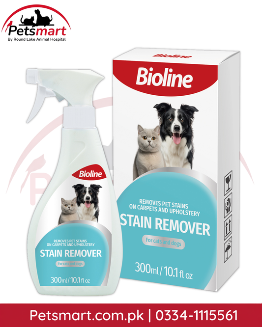 Bioline Pet Stain Remover Spray 300ml for dogs and cats with product box
