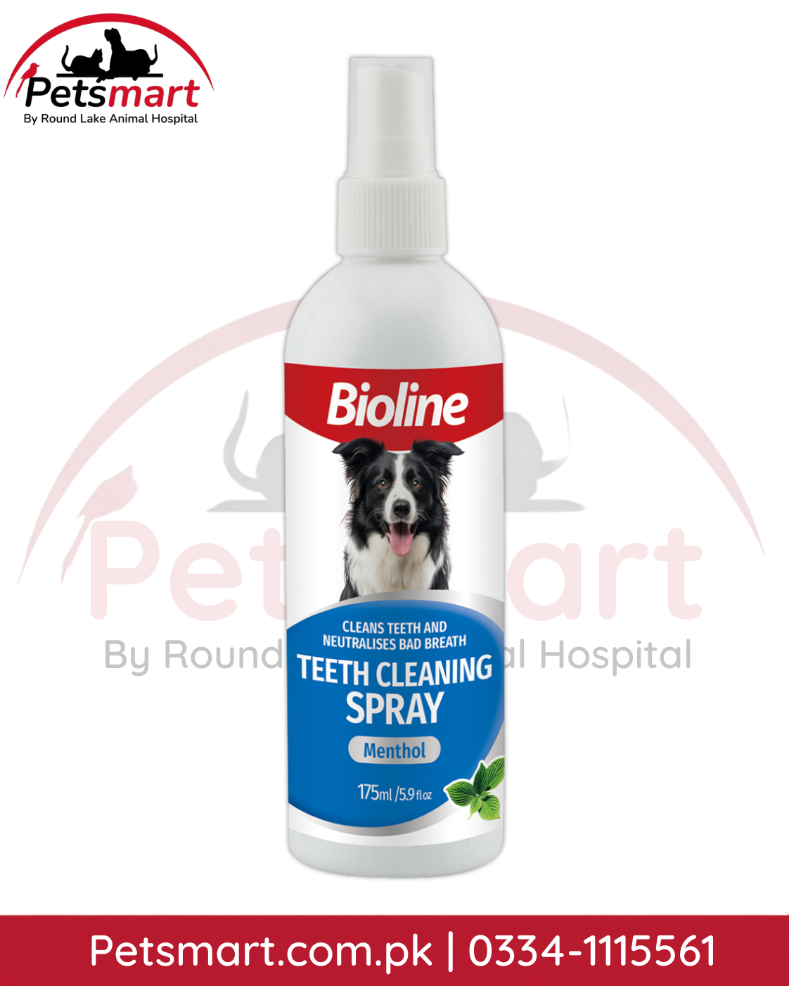 Bioline Teeth Cleaning Spray Menthol 175ml for dogs and cats