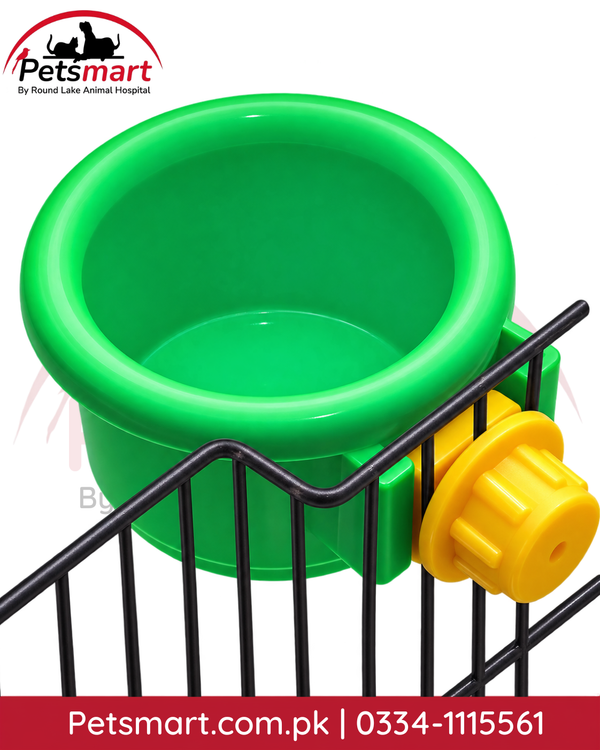 Bird corkscrew bowl in assorted colors for cage feeding