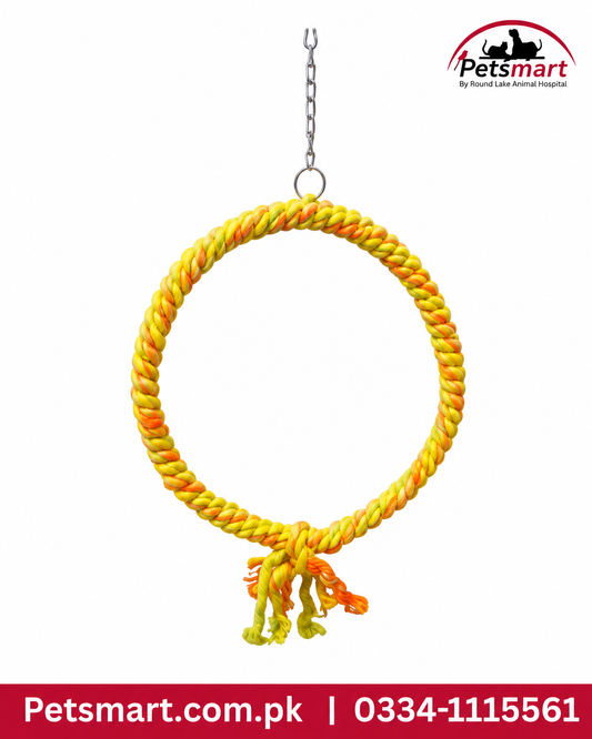 Bird cotton ring swing with hanging chain and rope tassel for cage enrichment