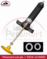 Bird hand feeding acrylic syringe 30ml with transparent body measurement markings and plunger and two silicon rings.