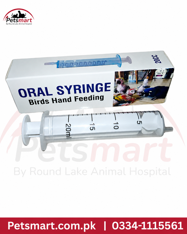 Bird hand feeding plastic syringe 20ml with feeding pipe and measurement markings