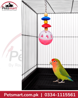 Bird Super Nova colourful hanging toy measuring 5 by 17cm for pet bird cages inside cage for display
