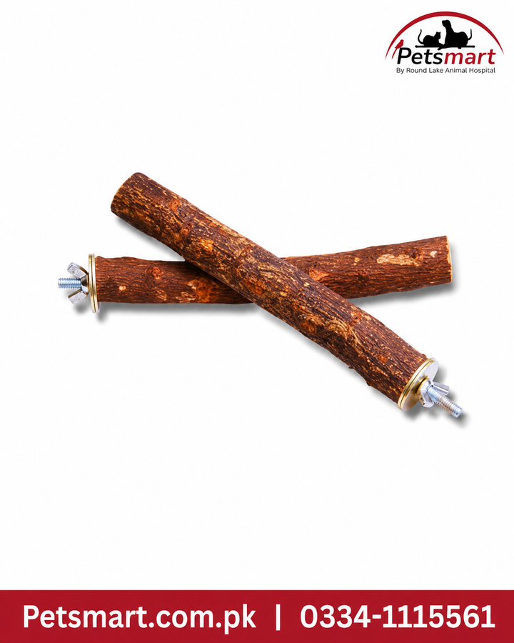 6 inch natural bird perch with wing nut cage mounting attachment