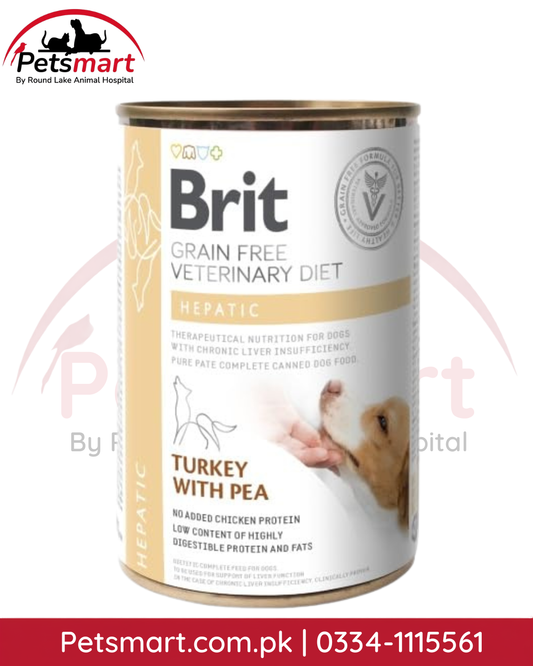 Brit Grain-Free Veterinary Diet Hepatic Turkey with Pea wet dog food 400g can
