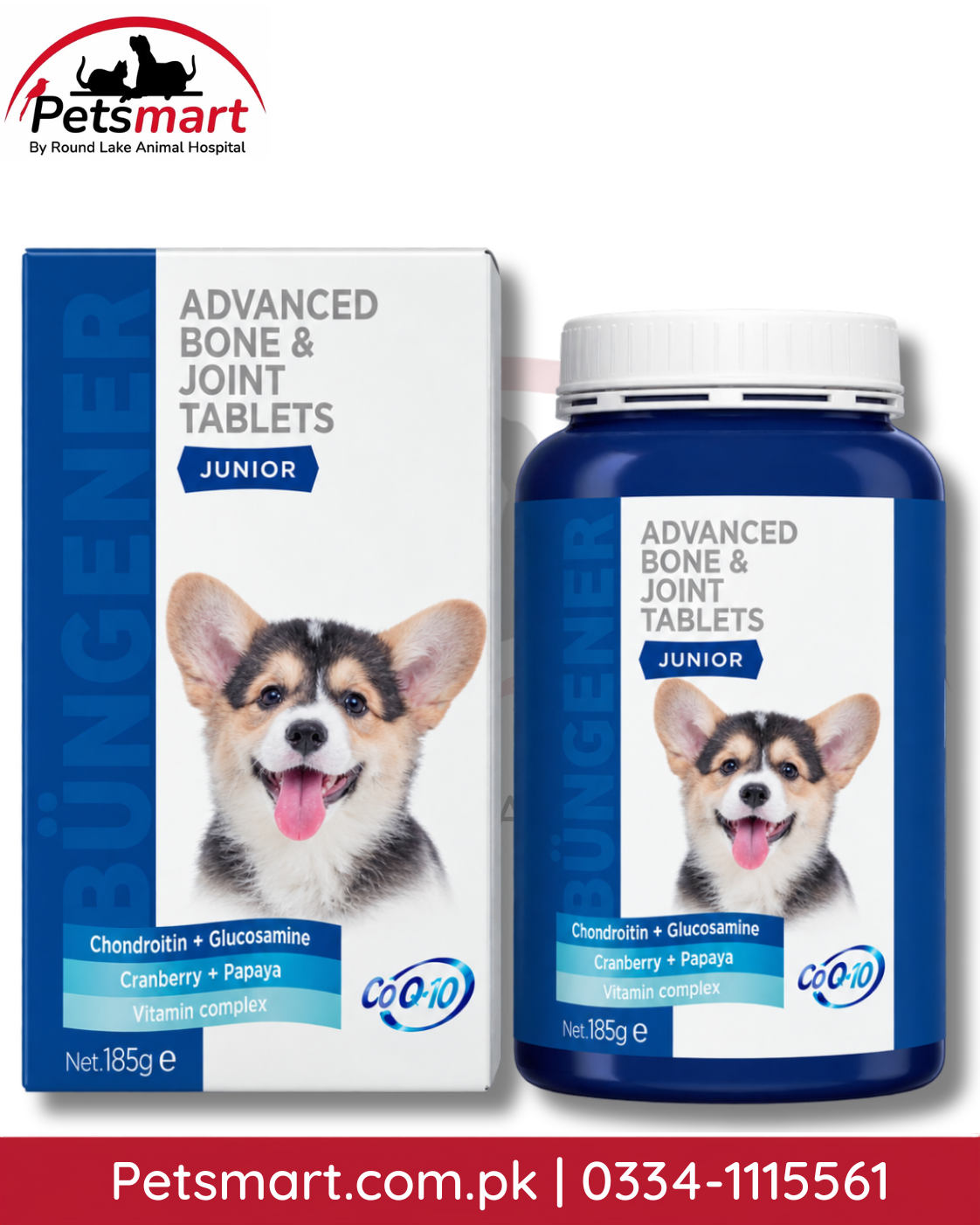 Büngener Advanced Bone and Joint Tablets Junior 185g supplement for growing dogs