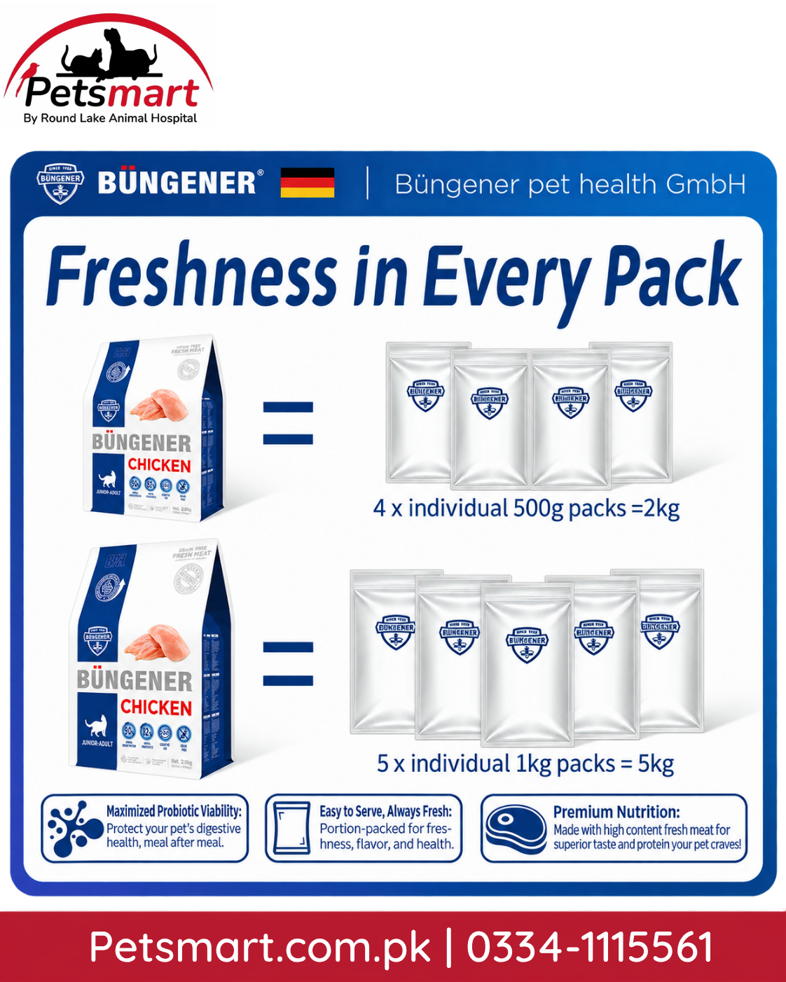 Büngener Chicken Cat Food 2kg with 90 percent animal origin protein CoQ10 and grain-free formula