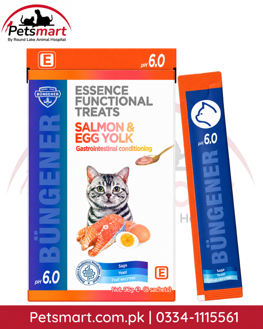 Büngener Salmon and Egg Yolk gastrointestinal conditioning cat treats 96g 8 sachets