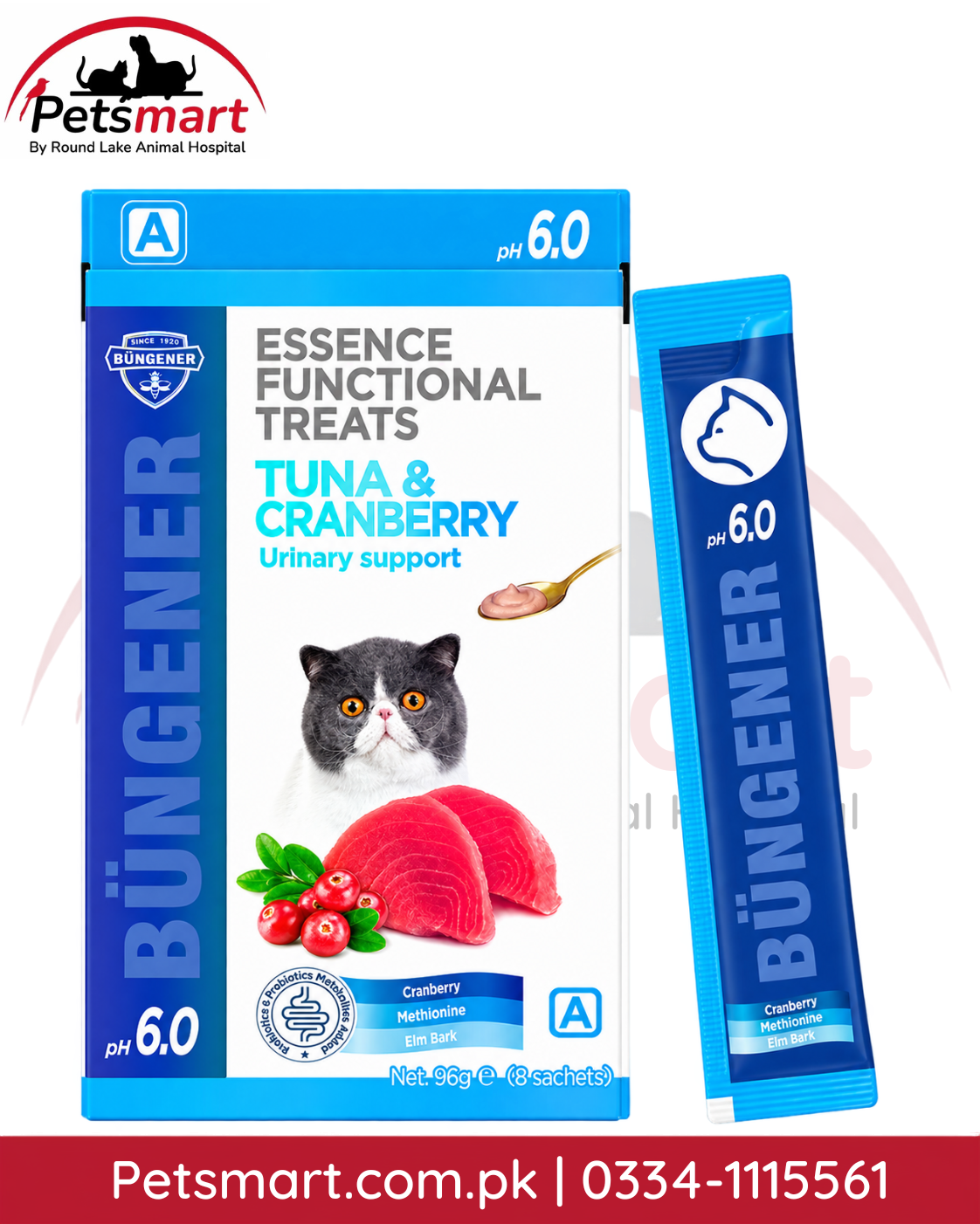 Büngener Tuna and Cranberry Urinary Support functional cat treats 96g 8 sachets