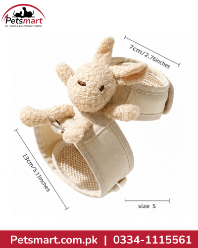 Bunny shaped soft cat harness with leash in cream color