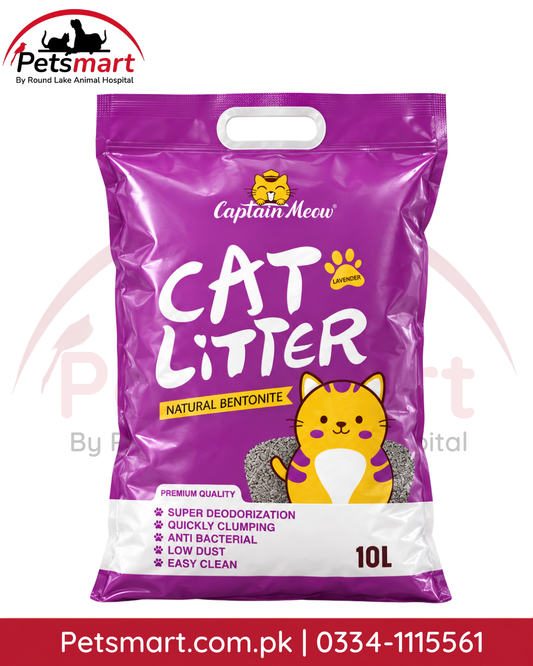 Captain Meow Premium Bentonite Cat Litter Lavender 10L clumping cat litter
