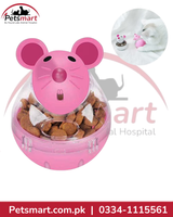 Mouse shaped cat slow feeder tumbler ball toy with transparent treat dispenser