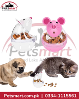 Mouse shaped cat slow feeder tumbler ball toy with transparent treat dispenser