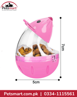 Mouse shaped cat slow feeder tumbler ball toy with transparent treat dispenser