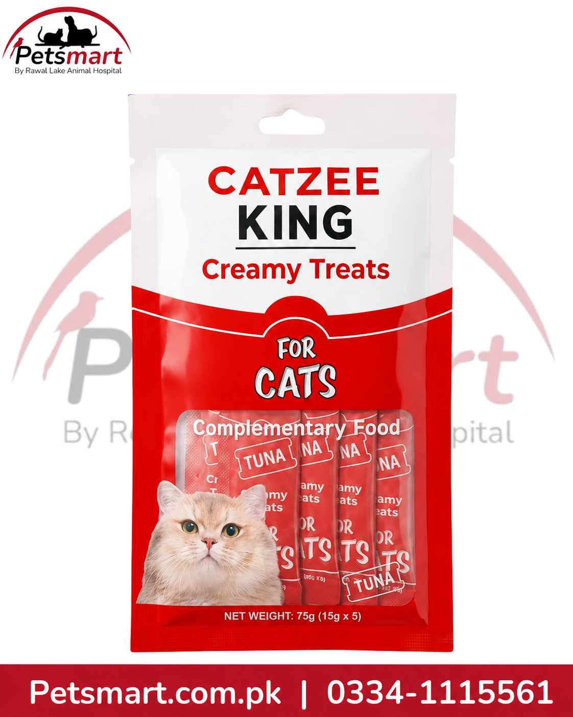 Catzee King Creamy Cat Treat 15g in Tuna Chicken and Hairball Control variants