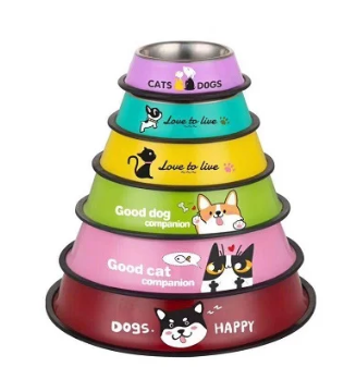 Colourful Stainless Steel Dog Bowl with Non-Slip Silicone Base