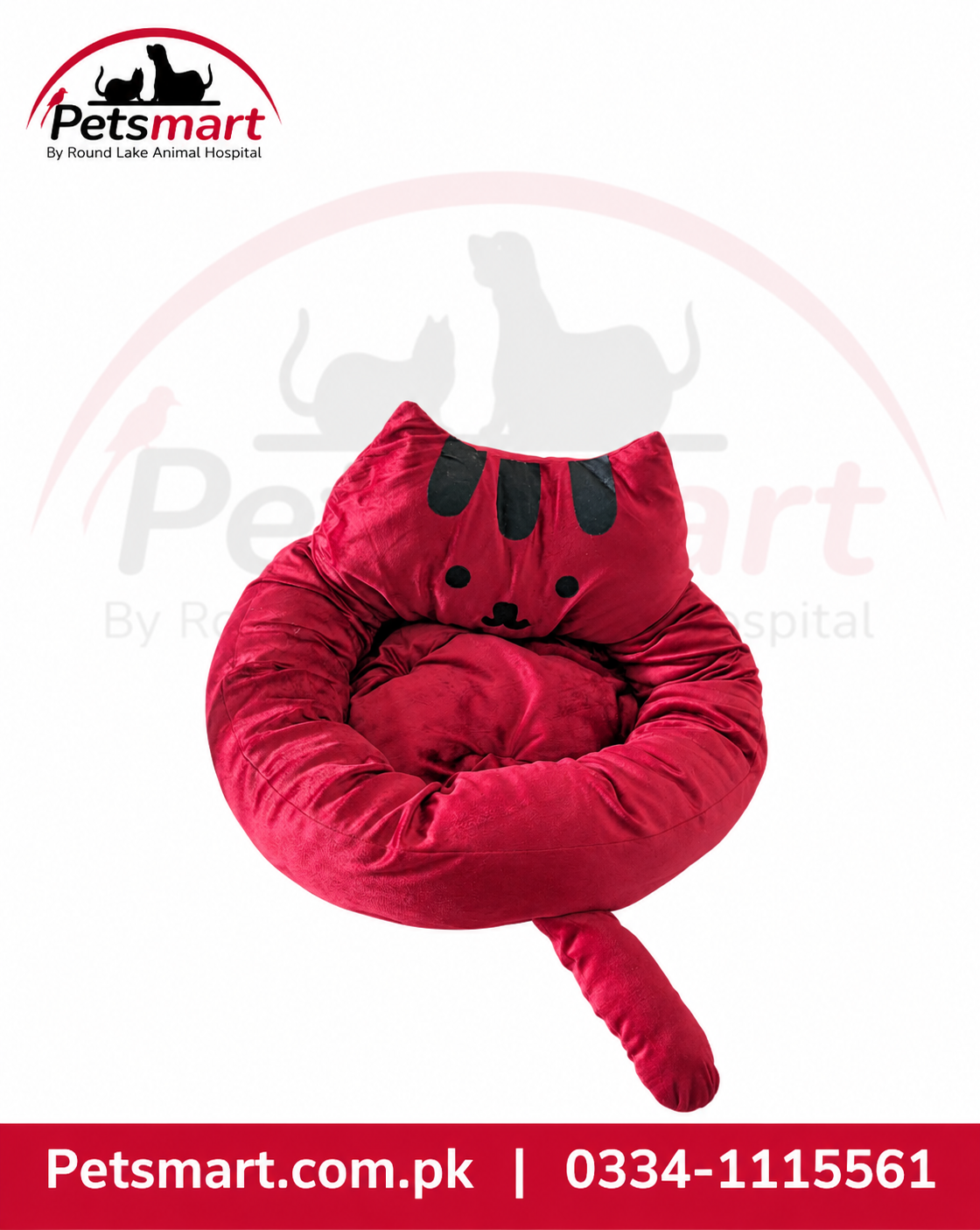 Cat Face Tail Design Pet Bed for Cats & Small Dogs