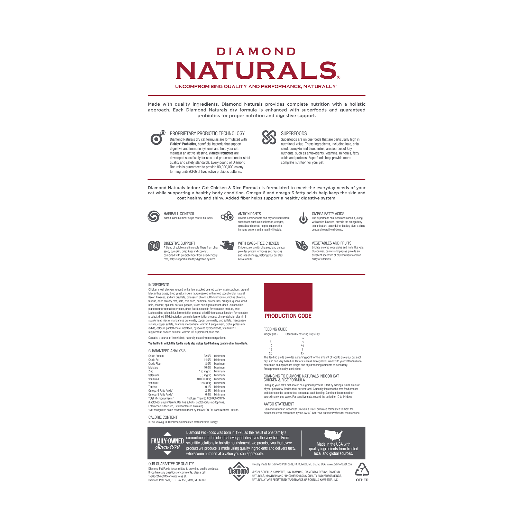 Diamond Naturals Indoor Cat Chicken &amp; Rice Formula – 1kg