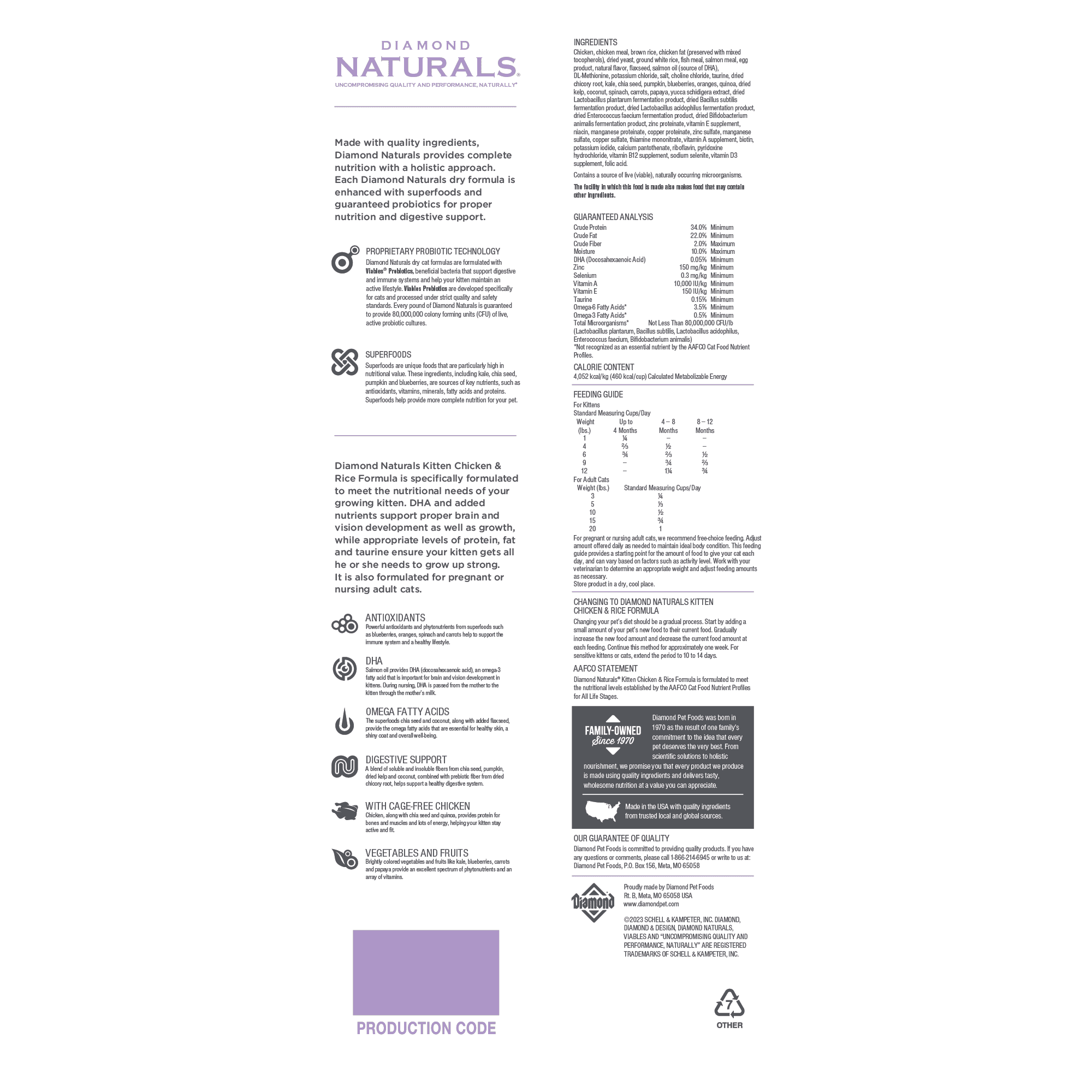 Diamond Naturals KITTEN CHICKEN AND RICE Formula 1KG