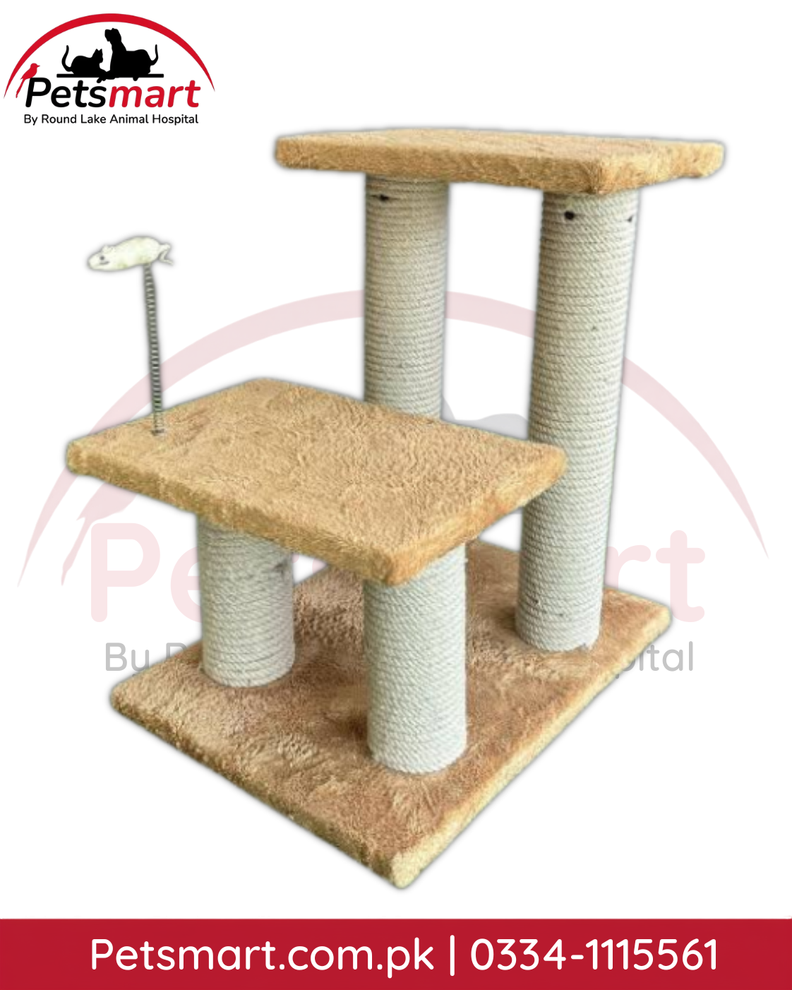 Double platform cat scratcher and climbing post for indoor cats
